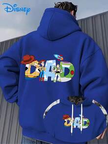 Disney Series Toy Story Patterned Print Hoodie, A And Fashionable LooseLong-Sleeve Sweatshirt For Men, Featuring A Hood, Perfect For AutumnAnd Winter - Màu xanh lam - Xem 1