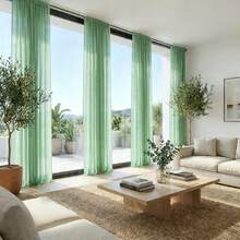4-Piece Voile Sheer Light Filtering Curtains, Rod Pocket Drapes For Living Room & Bedroom, Soft Diffused Natural Light, Easy To Hang, Ideal Window Treatment & Room Divider - 綠色 - 查看 13