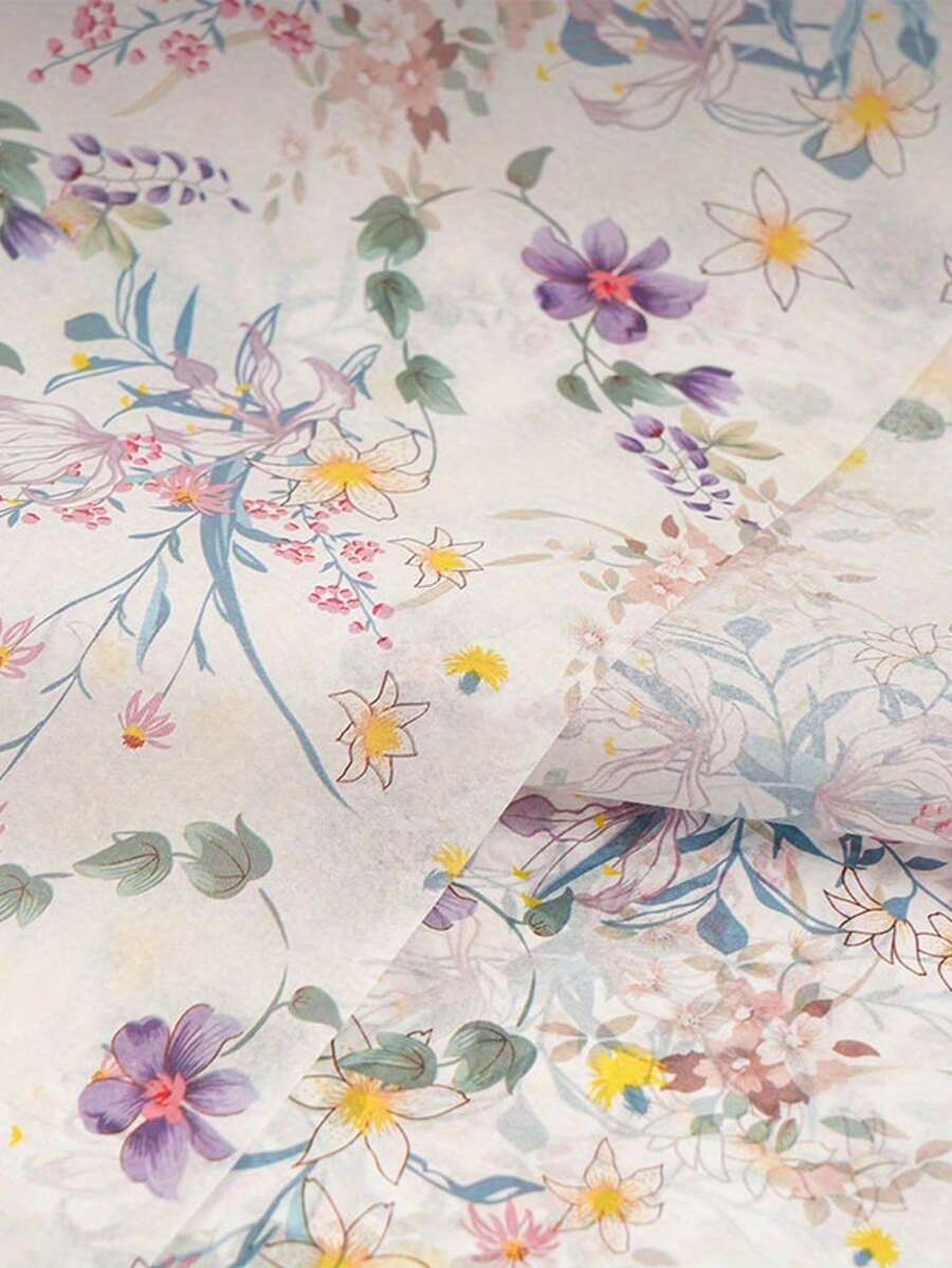 10/20/50張紫色百合花卉包裝紙，藝術紙，50*35cm，適用於派對、生日、婚禮裝飾，包裝紙，薄棉紙，花束用品，禮物包裝紙，鮮花包裝紙，禮物包裝，婚禮包裝，適用於任何場合裝飾