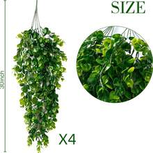 1件桉树藤条人造植物，十字纹仿桉树叶墙挂装饰 - 彩色 - 查看 5