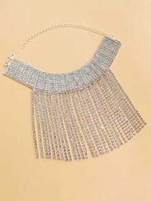 1 pieza Cadena de pierna con rhinestones, accesorio sexy para vestido de noche de mujer - Plateado - Ver 3