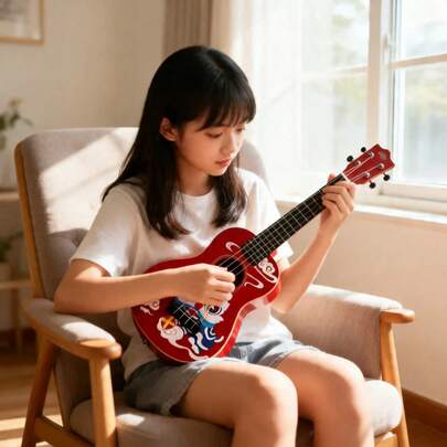 Guitarra de juguete de 4 cuerdas, instrumento musical de juguete, regalo de cumpleaños, regalo festivo, adecuado para principiantes, ukelele, instrumento musical de juguete, modelo de guitarra
