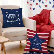 4pcs American Independence Day Patriotic Pattern Pillow Covers, Single-Sided Printed Pillow Shams, Suitable For Living Room, Bedroom, Home Decor, All Season - Multicolor - View 7