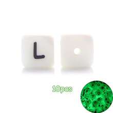 10/26 hạt chữ cái silicon phát sáng trong bóng tối, hạt chữ cái hình lập phương màu trắng từ A đến Z, phát quang trong bóng tối, dùng để tự làm vòng tay, vòng cổ, mặt dây chuyền ba lô và các dự án thủ công khác. - Nhiều màu - Xem 15