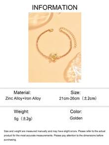 1件优雅波西米亚风金色花朵装饰脚链，时尚花卉饰品，适合女性日常佩戴、约会、海滩拍照。 - 金色 - 查看 6