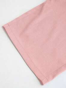 Pantalones de diseño minimalista Vela Rue con cierre de gancho y cremallera, pantalones anchos de pierna semi transparentes y ligeros de color azul sólido, pantalones anchos de pierna de moda para todas las estaciones de primavera - Rosa - Ver 5