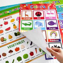 6 Pcs A3 Kids Educational Posters Set, Alphabet Numbers Colors Farm Animals Fruits & Vegetables, English Early Learning Wall Charts, Preschool Kindergarten Homeschool Classroom Decor, Children Vocabulary Learning Posters For Ages 3‑7 - Multicolor - View 11