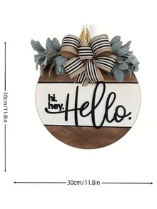 Hi Hey Hello Front Door Wreath, Hello Door Hanger, Hello Door Sign, Bow Decor Welcome Sign, Fashionable Door Hanger, Modern Door Hanger, Front Door Wreath, Home Decor, Wall Decor, Housewarming Gift - Hi Flower Wreath - View 3