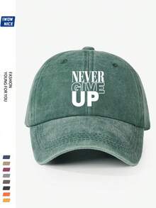 1 pieza Gorra de béisbol con estampado de letra vintage desgastada de unicolor, sombrero de sol curvo casual, gorra de papá, adecuado para uso diario, playa, viaje - A - Ver 12