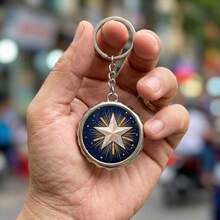Independence Day Keychain Celestial Starburst A Golden Ray Dance On Midnight Blue - Yuan - View 5