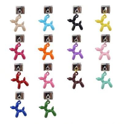 1/3pcs Italian Style Stainless Steel Modules, Dopamine Balloon Dog Series, Suitable For DIY Charm Jewelry Making, Bracelets, Anklets And Other Delicate Pendant Accessories, Versatile Fashion Style, Great For Self-Wear Or Gift-Giving