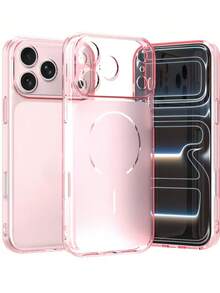 超薄磨砂粉色透明觸感手機殼，相容 iPhone 17 Pro Max、17 Pro、17、16、15、14 Plus、13 Pro Max，軟性透明背蓋手機殼，相容 iPhone 18 Pro Max、18 Pro - 磨砂粉紅色 - 查看 4