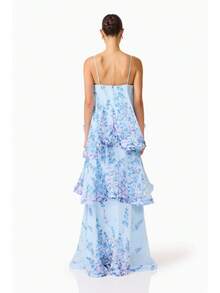 Brick Lane Co. 2026 European And American Summer And Sweet Printed Multi-Layer Cake Long Strap Dress Vacation Outfits Women Summer Outfits Women Dresses Women - 淺藍色 - 查看 3