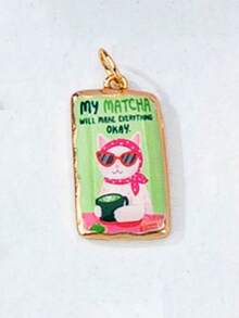 Collar ajustable de cuerda colorida con colgantes de esmalte intercambiables, colgantes de dibujos animados desmontables chapados en oro (patrones de gato, langosta, fruta, flor), set de joyas personalizables de verano para regalo - Multicolor - Ver 15