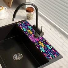 1 pieza Cubierta de grifo con estampado floral, de poliéster duradero, de secado rápido, fácil de limpiar, adecuado para cocina y baño, fácil instalación, decoración diaria, regalo, alfombra de baño, cubierta de grifo duradera, accesorio de grifo - Multicolor - Ver 7