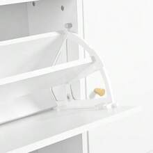 Versatile Tilting Shoe Cabinet With 3 Fold-Down Drawers, Storage Entryway Organizer With Drawer, Freestanding Shoe Rack With Fold-Down Bench For The Hallway, White, 119*24*122 - White - View 11