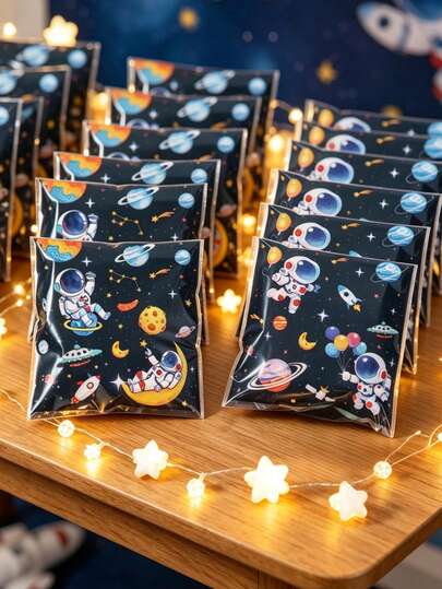100pcs Space Astronaut Self-Sealing Gift Bags, Astronaut Theme Clear Cellophane Packing Bags, B Oy Birthday Candy Bags, Aerospace Memorial Decorations, Aerospace Enthusiast Gathering Supplies, Babe Shower Table Decor, Gender Reveal Party Decor, Astronaut Party Photo Props, Small Souvenirs Packaging Bags, Cookie Baking Bags, Birthday Decor, Home Decor, Rome Decor, Birthday Gifts, Party Favors