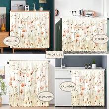 1 pieza Mantel corto de felpa de poliéster con estampado floral colorido, cortina colgante conveniente para gabinetes de cocina, decoración ideal para el hogar en la cocina, lavandería, armarios de almacenamiento, también se puede usar como cenefa de ventana - Multicolor - Ver 8