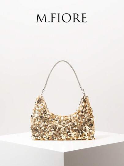 (Họa tiết ngẫu nhiên) Túi đeo vai đính sequin, ví nữ thanh lịch, thích hợp cho dạ hội, tiệc tùng, dạ tiệc, đám cưới, quà tặng cho phụ nữ.