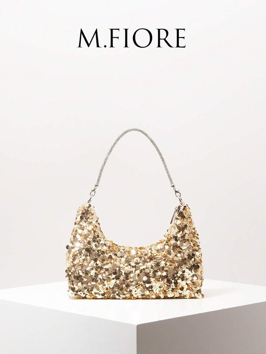 Sequin Shoulder Bag, Elegant Ladies Handbag, Suitable For Evening, Party, Graduation, Wedding, Women's Gift - Gold - View 1