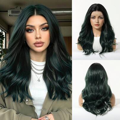 Tóc giả dài 18 inch (13*4) kiểu ren phía trước, chân tóc tối màu, màu xám bạc ombre, sóng lơi, làm từ sợi tổng hợp, chịu nhiệt, thích hợp sử dụng hàng ngày cho văn phòng, trường học, hẹn hò, sinh nhật, tiệc tùng, cosplay, Halloween, Giáng sinh, Lễ Tạ ơn, lễ hội, hòa nhạc, rave, phong cách Y2K, quà tặng cho người yêu, bạn thân, chị gái, mẹ, bạn gái, trông tự nhiên, da đầu chân thực, không cần keo dán, các nút thắt đã được tỉa sẵn và tẩy trắng, dễ đội, tóc giả ombre, tóc giả sóng vừa, tóc giả ren phía trước, tóc giả thời trang cho phụ nữ.