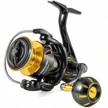 5.2:1 齿轮比纺车轮，CNC 加工铝合金摇臂，金属球形握把，远投，淡水咸水通用，左右手互换，高速渔线轮 - 黑色 - 查看 12