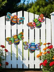 1 pièce/4 pièces Décoration murale en métal vibrante en forme d'abeille, fournitures de jardin, résistante à l'eau et à la rouille, décoration pour la maison et le jardin, convient pour l'intérieur/extérieur, le jardin, la cour, la clôture, le mur, les fêtes, les décorations de fête, cadeau pour la fête des mères - A - Voir 1