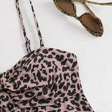 Swim Lushoire 2pcs/Set Women 2025 Leopard Print Casual Cami Tankini Set, Print Pattern Random Summer - Multicolor - Ver 4