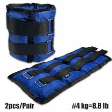 2 PIEZAS Pesas ajustables para muñeca y tobillo de 2kg/4.4LBS, 3kg/6.6LBS, 4kg/8.8LBS para trotar, gimnasia, aeróbic, fisioterapia - Azul - Ver 11