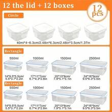 Awaoko 12pcs/24pcs Food Storage Containers, 5 Sizes, Reusable Sealed Lid PP Material Snap Lock Boxes, Suitable For Fruit, Vegetable, Salad, Pasta, Meat, Bento, Lunch And More, Fridge & Kitchen Organizer, Space Saving Stackable - Clear - View 6