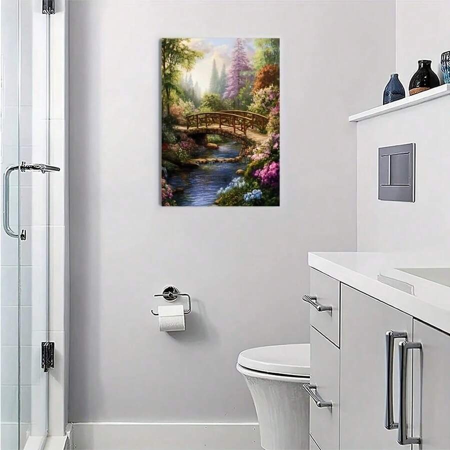 1pc For THOMAS Kinkade Garden Canvas Art - Vibrant Landscape Painting Perfect For Home, Office, Or Coffee Shop Decor, Home Wall Decor | Floral Artwork | Canvas Art, Canvas Wall Art - Multicolor - View 1
