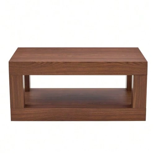 Modern 2-Tier Bathroom Vanity, Rectangular Mid-Table With Open Shelf. The Double Layer Is Superior To MDF. Stable And Wide-Angle, Easy To Assemble. - Brown - View 1