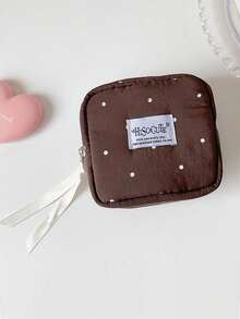 1 Buah Tas Kosmetik Mini Portabel Motif Polkadot dengan Resleting, Tas Penyimpanan Pembalut Wanita, Tas Perlengkapan Mandi Portabel Multifungsi, Dompet Koin - MultiWarna - View 9
