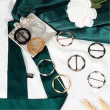 9pcs Women's T-Shirt Clips, Knotted Buttons, Fashion Metal Round Buttons, Circular Silk Scarf,Holiday,Travel Essential - Multicolor - View 8