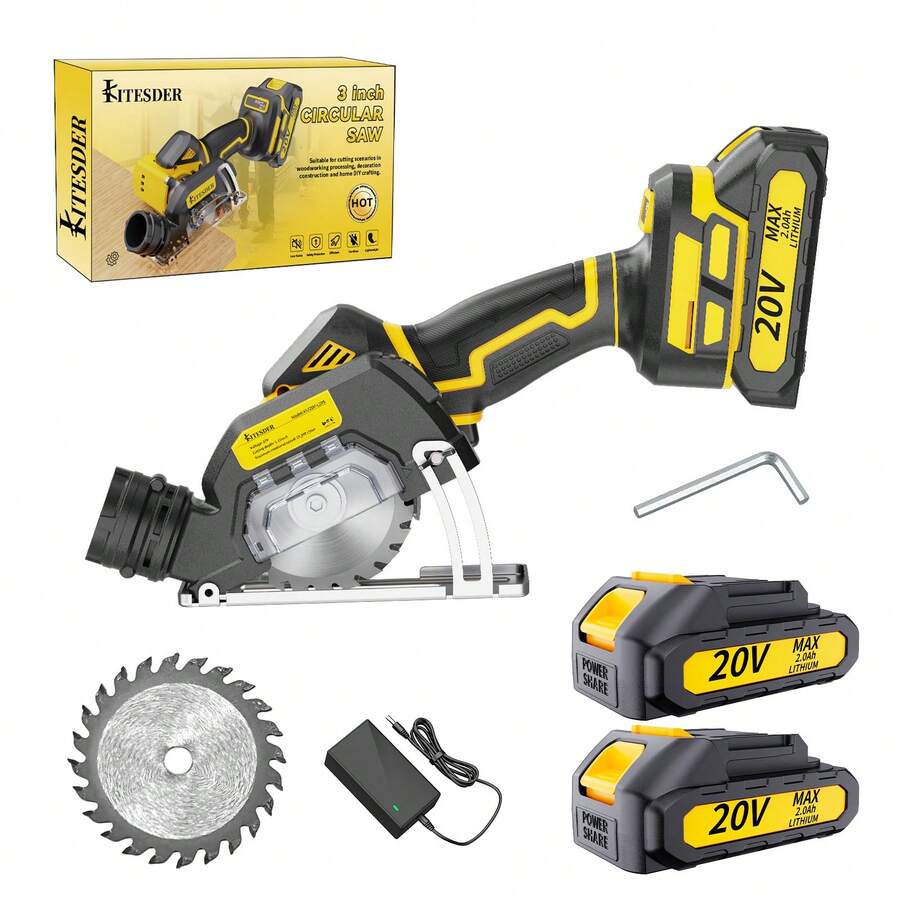 KITESDER Cordless Mini Circular Saw For 20V Battery, 4" Brushless Power Circular Saws,25000RPM Small Power Saw With Dust Shroud & Blade, Cut Metal Wood Plastic - Xem 1