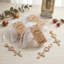 20sets/60pcs Gold Cross Keychain Set, Baptism Gift Set, Communion Gift, Baptism Favor, Communion Decoration - Multicolor - View 3