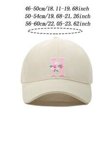 1 pieza Gorra de béisbol ajustable con flor y letra para niñas de 3-16 años, sombrero de sol con visera ajustable para deportes al aire libre, uso casual diario - Beis - Ver 11