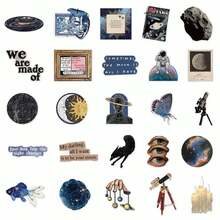 50pcs Space Themed Stickers For Scrapbooking, Diary, Planner, Card, Envelope, Luggage, Skateboard, Phone, Tablet, Toilet, Bathroom - Space - View 7