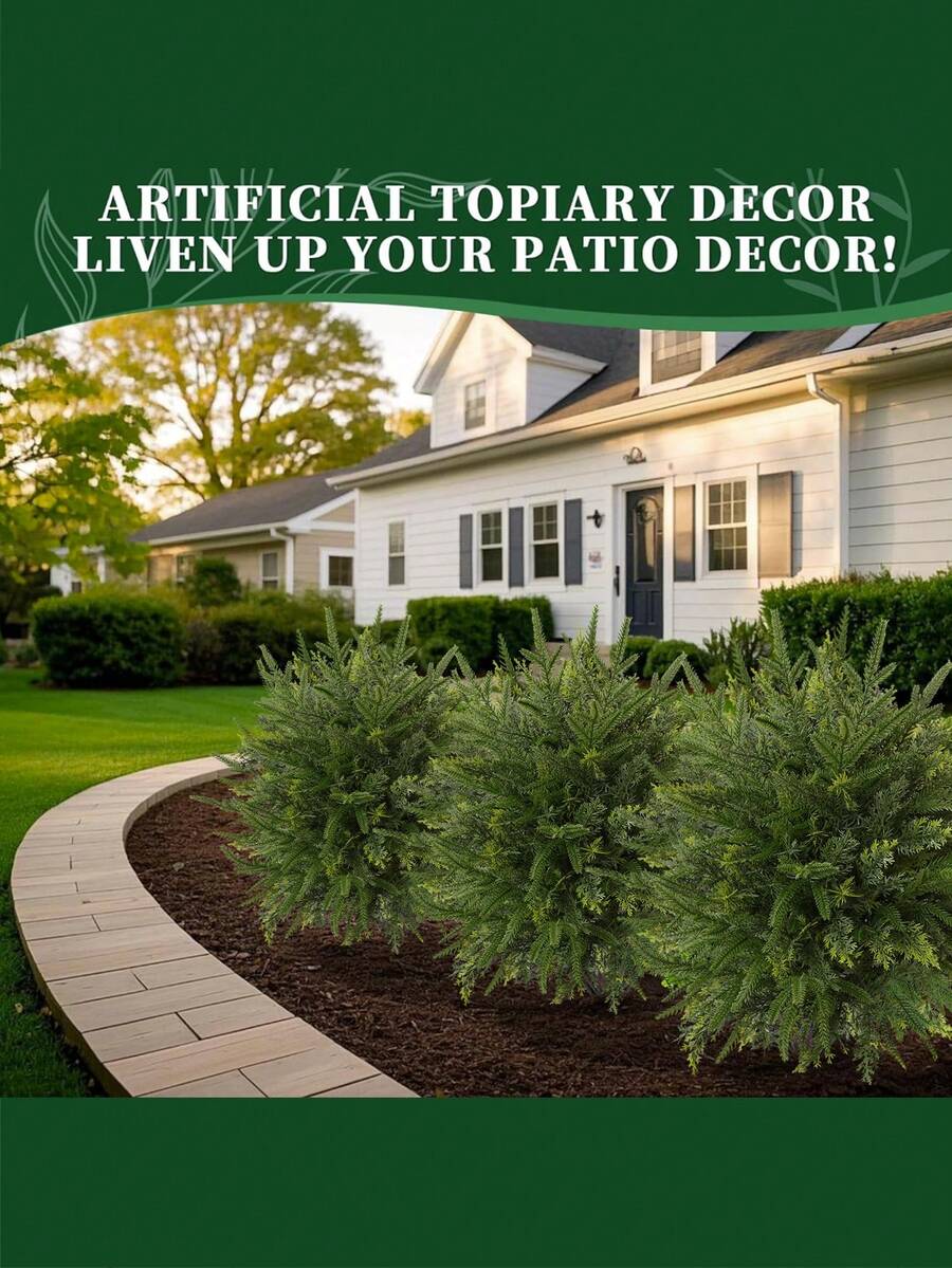 Artificial Christmas Cedar Tree With Ground Stake, Traditional Cedar Pine Cone Ground Stake, UV-Resistant Artificial Cedar Tree, Artificial Plants And Shrubs For Indoor And Outdoor Porch And Garden. Christmas Decoration, Artificial Plants (Boxed Packaging). - Multicolor - View 1