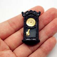 4pcs Mini Wall Clock (Black/Natural Wood), Miniature Wooden Clock, Decorative Hanging Accessory, DIY Decor Parts, Dollhouse Clock Model, Pretend Play Toy, Micro Landscape Room Decor, Realistic Clock - Multicolor - View 12