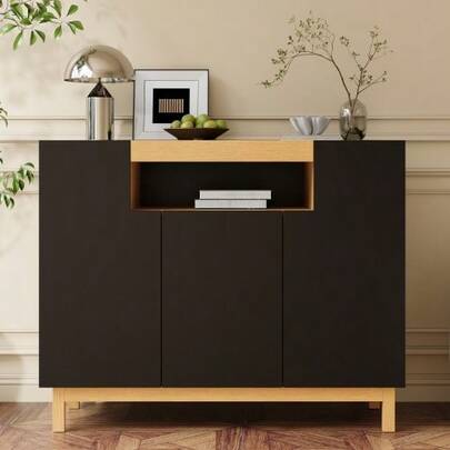 Three-Door Dining Room Cabinet For The Living Room And Dining Room, Multifunctional Storage Furniture.