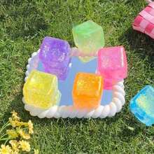 1/2/3/5pcs Slow Rebound Soft Square Ice Cubes, Suitable For Adults, Can Also Be Used As Stress Balls, Squeeze Balls, Pressure Relief Blocks, Sensory Toys, Icy Smooth, Birthday Gifts, Party Favors, Piñata Fillers, Gift Box Fillers - 多色的 - 查看 15
