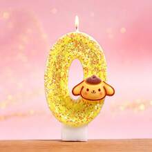 1支创意卡通数字生日蜡烛，0-9数字蜡烛，可爱小黄狗主题蜡烛，魔法公主蛋糕数字蜡烛，黄色闪光石蜡烛，情侣蜡烛，最完美的个性化生日蜡烛，送给女士和女孩！贴纸，剪贴簿用品，剪贴簿 - 多色 - 查看 16