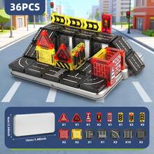 28/36pcs Children Magnetic Building Tiles City Road Track Car Set, Versatile Magnetic Construction Puzzle With Mini Cars, Suitable For 3-14 Years Old Kids Birthday/Holiday Gift (Random Color) - Multicolor - View 7