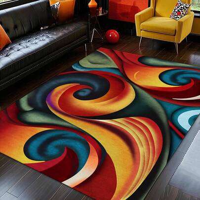 Artistic Abstract Style, Colorful Wave Spiral Pattern Print Area Rug, Outdoor Carpet , 2D Digital Printing Comfortable Home Decor Mat, Non-Slip Rubber Bottom, Multiple Sizes Available. Suitable For All Seasons, Washable, Machine Washable, Comfortable, Unique, As Birthday Gifts, Household Items, Wedding Items, Souvenirs, Home Decoration, Daily Life, Office Decoration, Birthday, Anniversary, Valentine's Day, Thanksgiving, Graduation Season, Christmas, Halloween, Mother's Day, Father's Day, Wedding, New Year Gift Decoration. Suitable For Shopping Centers, Restaurants, Kitchens, Bathrooms, Party, Game Room,Living Rooms, Bedrooms, Corridors, Balconies, Outdoor Doors, Door Mats, Entrance Mats, Non-Slip Mats, Offices, Cafes,  Yards, Rv Camping & Picnics,Piano Room Floor Decoration Rug.Suitable For Him, Her, Family Members, Boyfriend, Girlfriend, Father, Family Members, Mother, Lover, Daughter, Son, Grandfather, Grandmother, Teacher, Doctor, Nurse, Friend, Classmate, Pet.