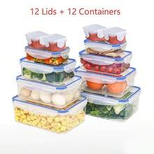 Awaoko 12pcs/24pcs Food Storage Containers, 5 Sizes, Reusable Sealed Lid PP Material Snap Lock Boxes, Suitable For Fruit, Vegetable, Salad, Pasta, Meat, Bento, Lunch And More, Fridge & Kitchen Organizer, Space Saving Stackable - Clear - View 10