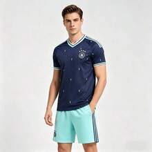 German Football Jersey Set Of 2, Adult And Youth Sportswear, Sportswear, Men's Summer Clothing, T-Shirt Set, Suitable For Football, Badminton, Basketball, Cycling, Blue, Sportswear. - Vớ không có thông tin về kích cỡ - Xem 4