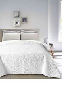 Quilted Bedspread + 2 Pillowcases, Printed For Spring, Summer, Autumn And Winter. 100% Microfiber, 150 X 150 Cm. - White - View 1