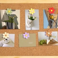 Cute Flower Shaped Felt Board Push Pins, Decorative Cork Board Photo Wall Decor - Fresh Floral Decorative Pins - View 3