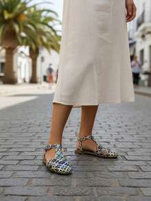 Women's Fashion Flat Sandals - Blue - View 4